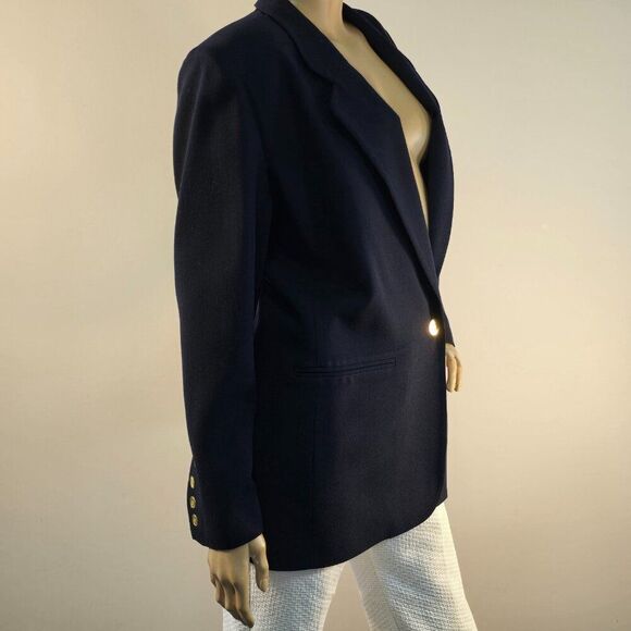 Appleseeds Single Button Blazer Womens Career Jacket Sz 10 Navy Blue Vintage 90s - Picture 4 of 12